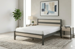 Linda manželská postel kov a dřevo