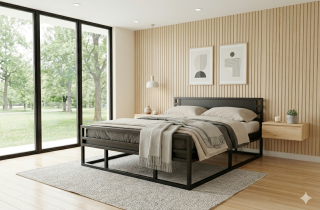 Roxana celokovová manželská postel v moderní světlé ložnici