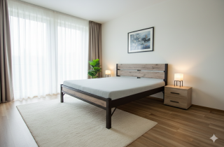 manželská postel kov a dřevo Laura